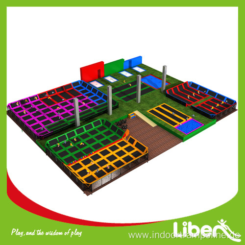 Large trampolines with nets enclosures