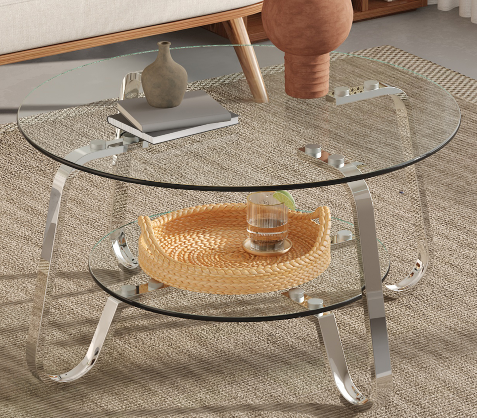 Space saving double layer table