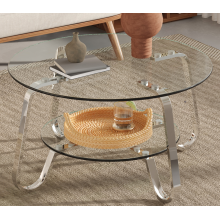 Double Round Coffee Table Modern Double Layer Coffee Table with Glass Top Manufactory