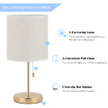 Metal Table Lamp with Linen Shade on Nightstand