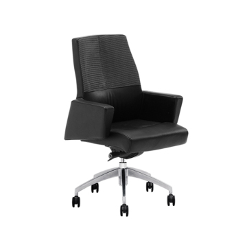 Luxury Leather Executive Office Chair with Lumbar Support and 5-Star Base