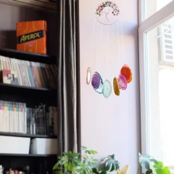 7 Chakra Home Garden Decoration: Crystal Windchimes, Tree of Life Agate Slices & Memorial Ornaments