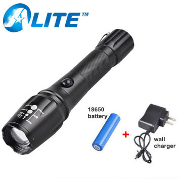 3.7V XM-L2 T6 Zoom 18650 battery powerful USB charger manual rechargeable flashlight