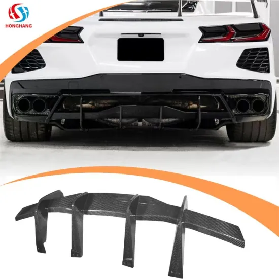 Carbon Fiber Style Painting C8 Rear Diffuser Lip for Chevy Corvette C8 2020-2022
