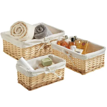 Bedroom or Bathroom Furniture 3 Pieces Wicker Storage Basket Wholesaler
