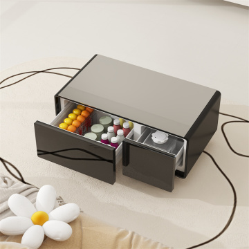 Refrigerador inteligente con cajón y carga inalámbrica - Primer Mini Bar Refrigerator para mesas de café