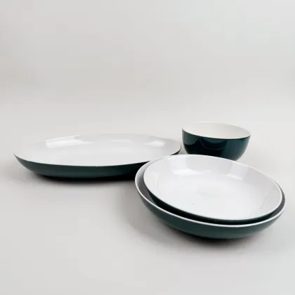 Modern Royal Wedding Dinnerware Set with Custom Logo - Soup Salad Bowl and Pasta Plate for Restaurants & Hotels