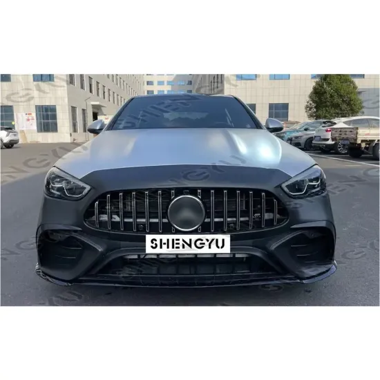Benz C Class W206 2022-2023 C63 AMG Style Front Bumper with Grille and Side Skirt