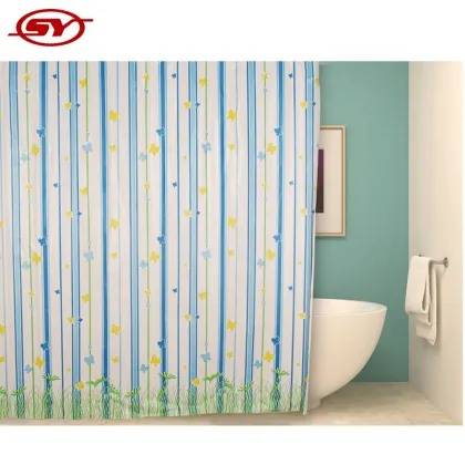 Little fresh style custom shower curtain with butterfly