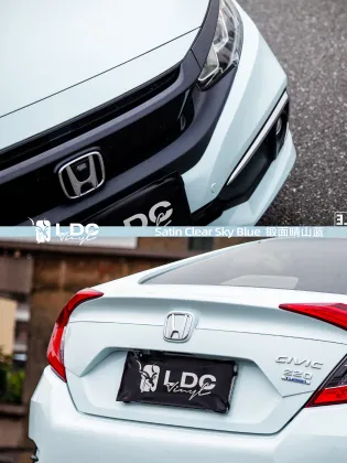 Satin Clear Sky Blue Car Wrap
