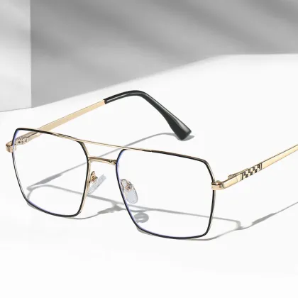Trending Metal Optical Eyeglasses with Double Bridge - Anti Blue Light Spectacle Frames