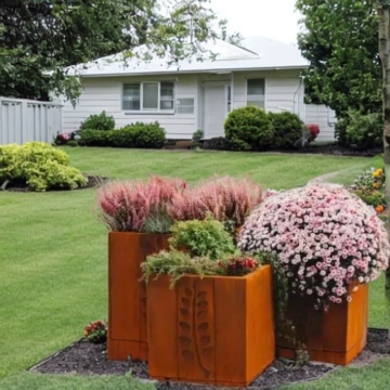 Corten aço de vasos de plantador retangular