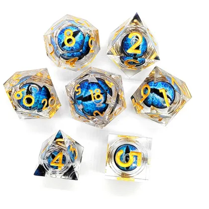 Custom Dragon Eyes Dice Set: Sharp Edge D20 D10 DD6 Set