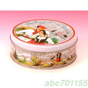 Round tin cookie box