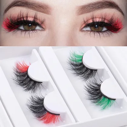 Halloween Christmas Glitter Lashes - 2 Pairs Exaggerated DIY Dramatic Eyelashes for Party