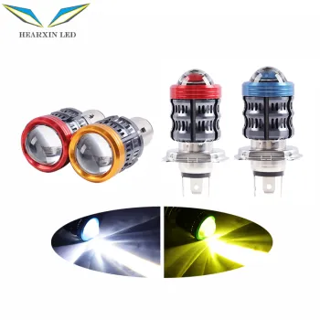 18W LED Motorcycle Projector Headlight Bulb - H4 BA20D 1800LM Dual Color High Low Beam