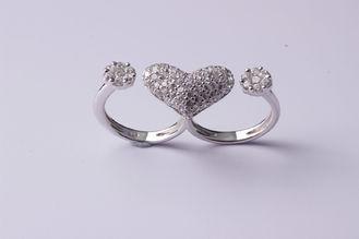 Ladies White Heart 925 Sterling Silver Rings For Party with
