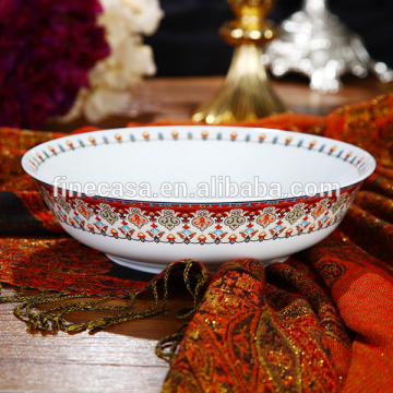 9 Inches Luxury Fine White Porcelain Large Ceramic Soup Bowl of of Persian Market