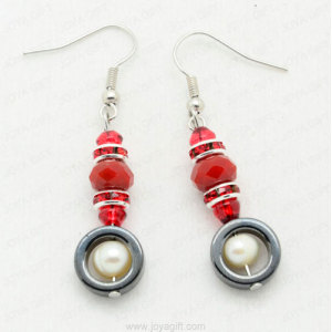 pearl hematite earring