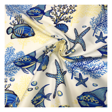 Blue Sea Fish Design Polyester Oxford Fabric for Lining or Bag