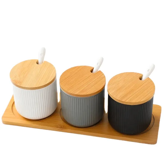 Vintage Style Fashion Ceramic Household Seasoning Bottle Set: Salt, Pepper Shakers, Sugar Storage Bowl & Restaurant Quality Spice Jars