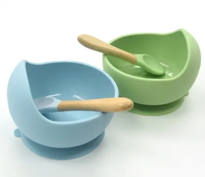 Anti-Scalding Silicone Safe Tableware Baby Suction Bowl Set