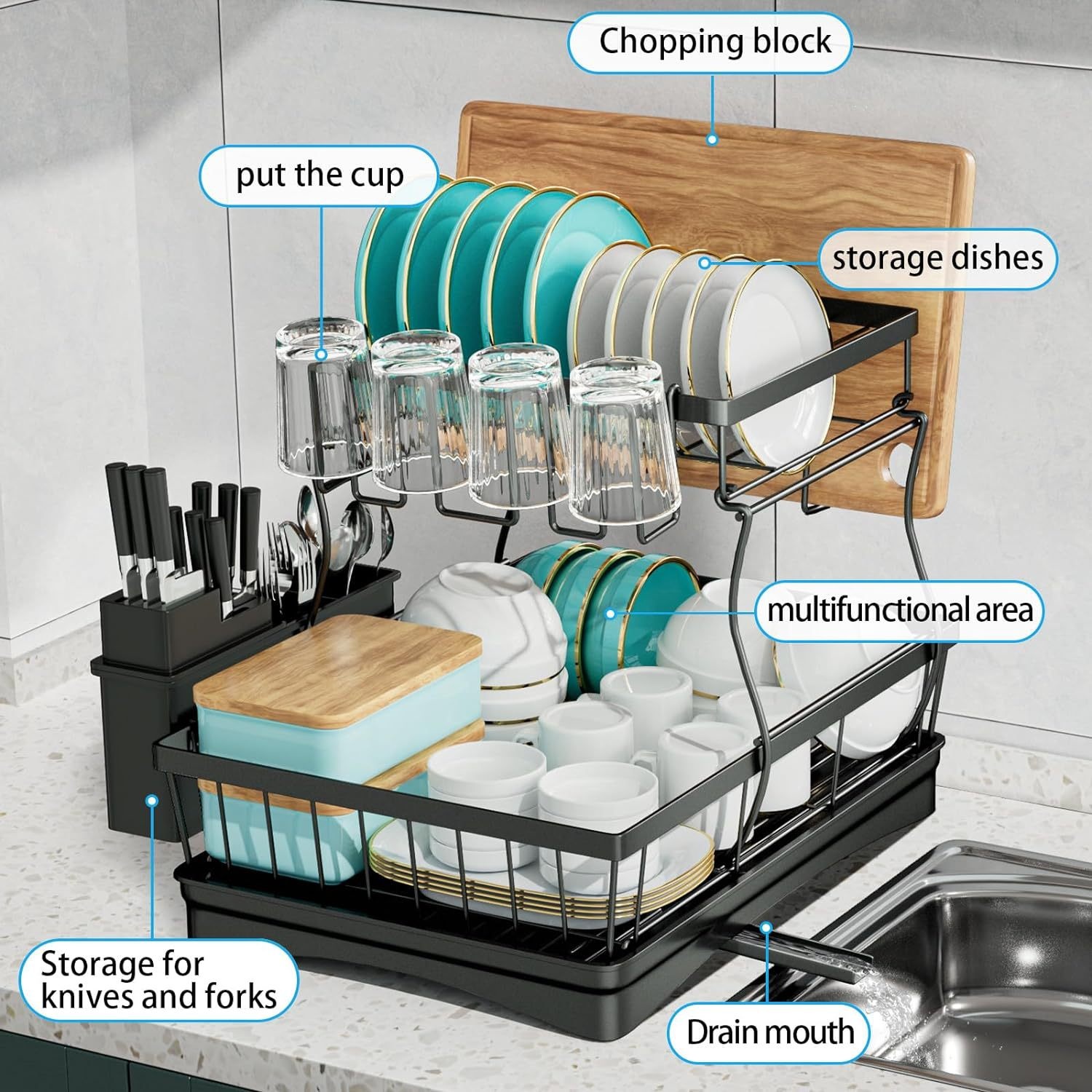 Double-Layer Stainless Steel Dish Rack