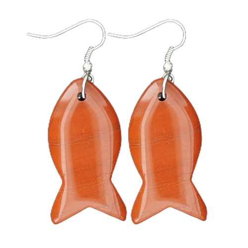 Gemstone Fish Pendant Earring Natural Stone Animal Shape Earring for Women