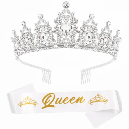 Trendy King Crown Rhinestone Hairband - Gold Royal Prince Headwear for Prom and Parties
