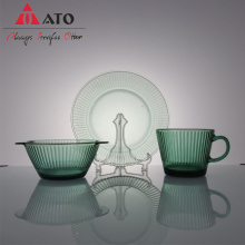 Tazas de vidrio verde Tazas Plato de cocina