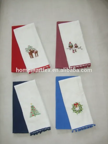 kitchen cotton velour tea towel set with embroidery and waffle cotton towel set china supplier bulk buy from china