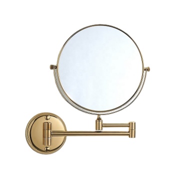 8 Inch Gold Finish Two-Sided Swivel Wall-Mounted Bathroom Makeup Mirror with 3x Magnification