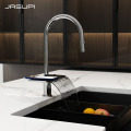 Brushed retractable long neck kitchen faucet countertop installation waterfall style modern kitchen Thermostatic Faucets