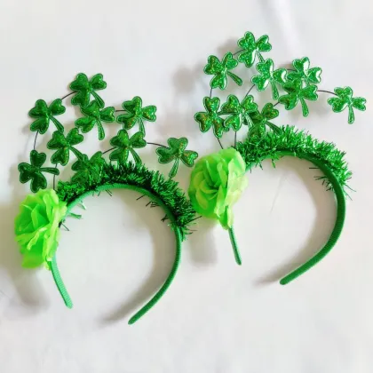 Green Headbands with Shamrock Pattern for St. Patrick's Day Parties