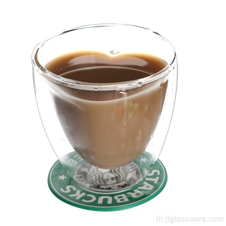 แก้วมัคแก้วขนาดใหญ่ 2 ชั้นสำหรับกาแฟ