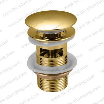 Golden Brass Strainer Basket Hair Catcher Anti Clog Drain Stopper for Bathroom Sink