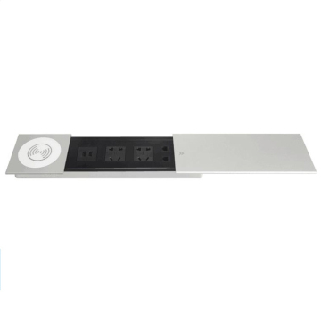 Aluminiumkonferenztabelle mit Power Outlet und drahtloses Ladegerät