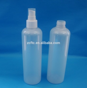 PLastic PET empty 300ml shampoo bottle/ semi-transparent white shower bottle with pump