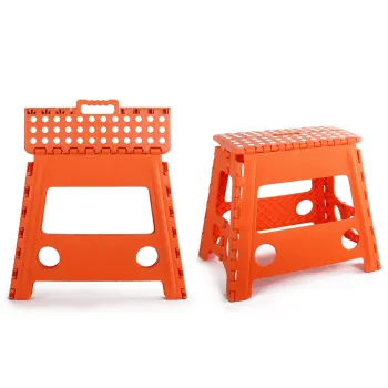 Lightweight Plastic Foldable Step Stool - Home Folding Stool 9 Inch Height 300 lbs Capacity