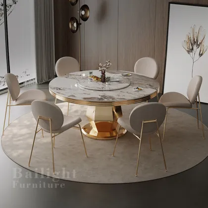Wholesale High Quality Royal Hotel Rose Gold European Antique Round Dining Table