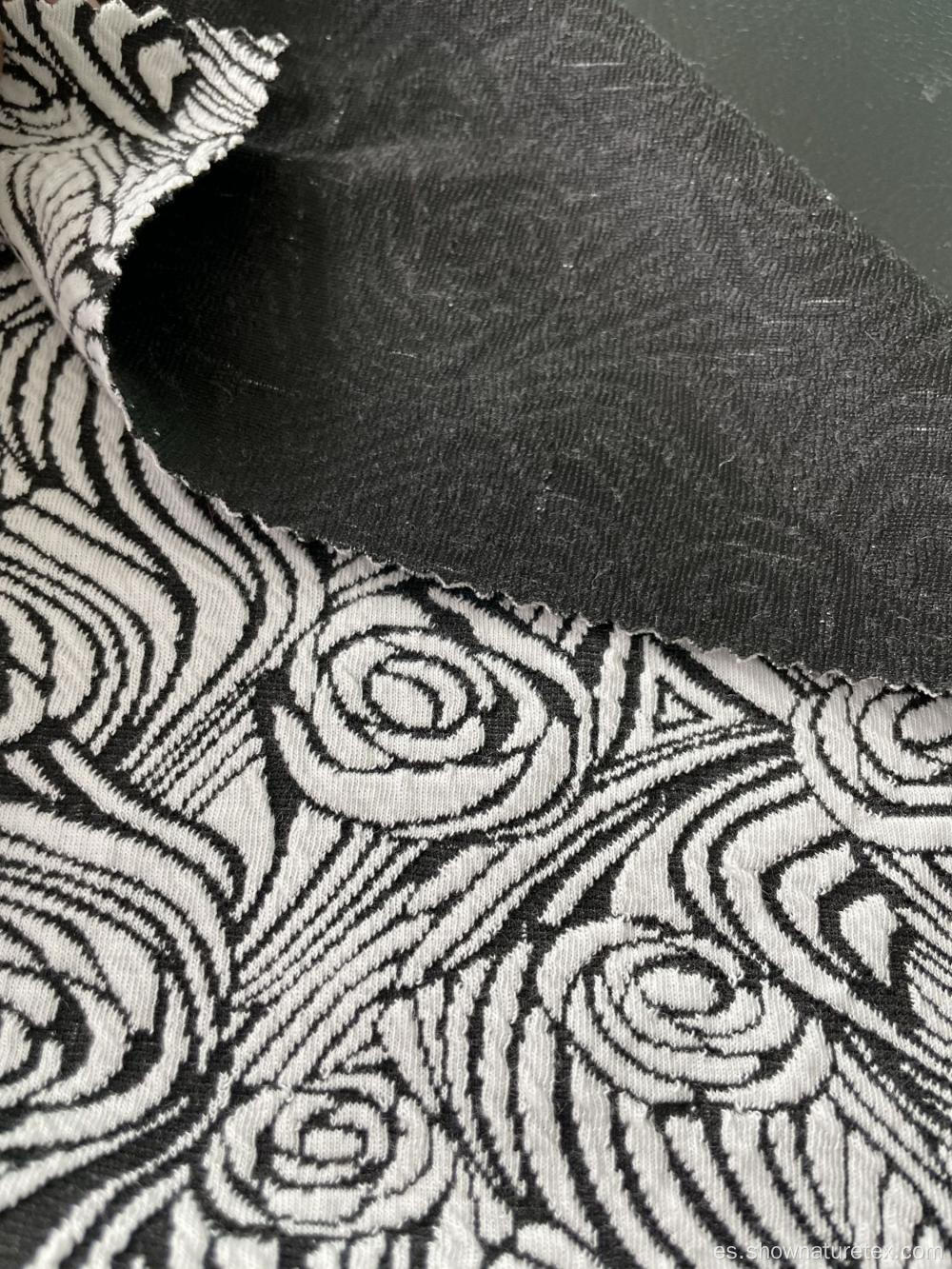 Rose como Jacquard Interlock Efecto blanco y negro para la ropa de salida de la dama