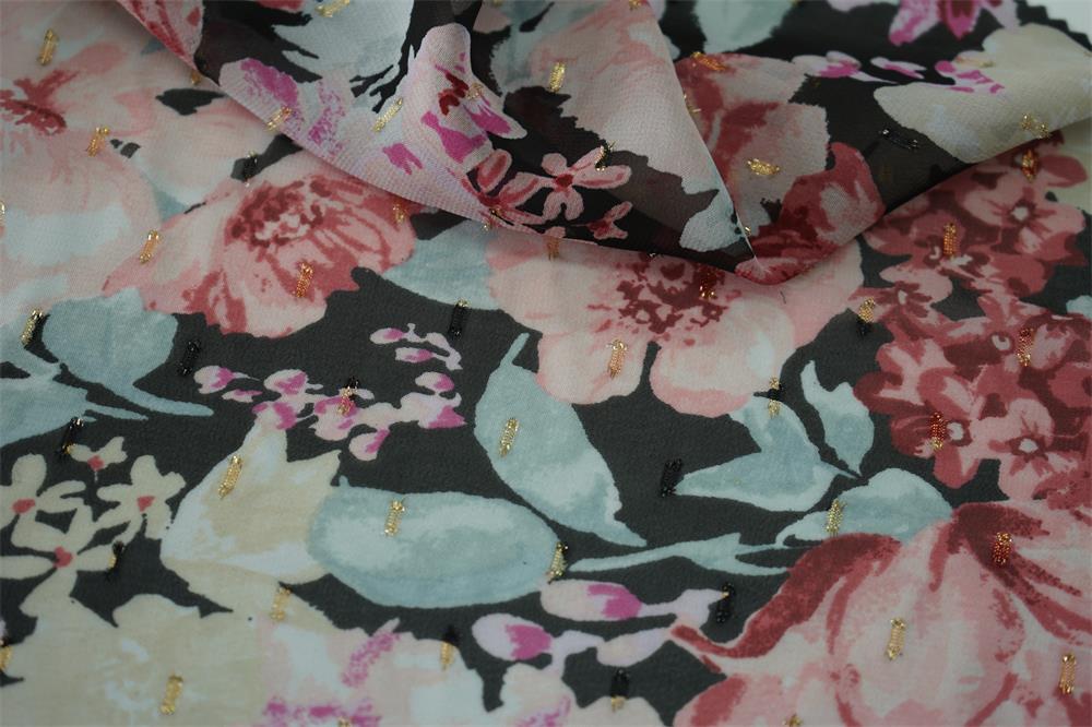 Lurex Swiss Dot Clip Jacquard Fabric