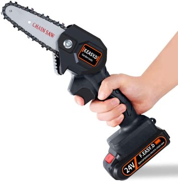 Compact Black Mini Chainsaw - 4-Inch Cordless Electric Portable Chainsaw