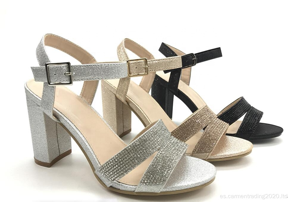Nuevas llegadas de tacones negros zapatos sandalia para mujeres