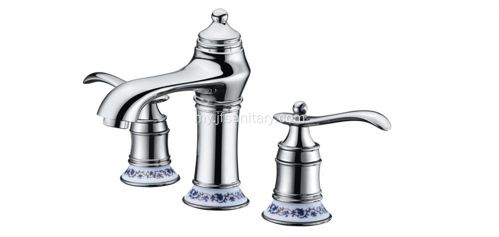 ရိုးရာ faucet ကြေးဝါဘုံရေချိုးခန်း dualing sink taps