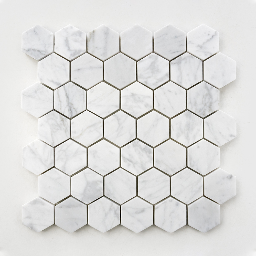 Белая шестиугольная мраморная глянцевая мозаика