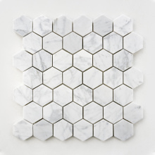 Carrara carreaux de mur de mosaïque brillant en marbre hexagonal blanc