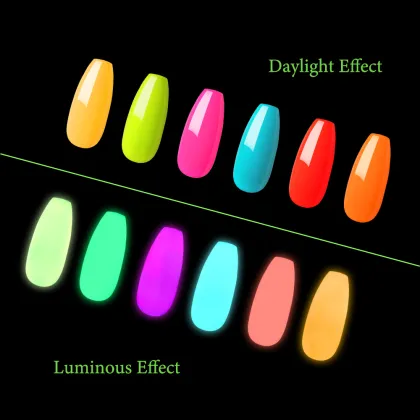 Glow in Dark Fluorescent Gel Polish UV LED Nail Art Kit