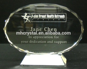 oval crystal blank trophy with logo MH-J599