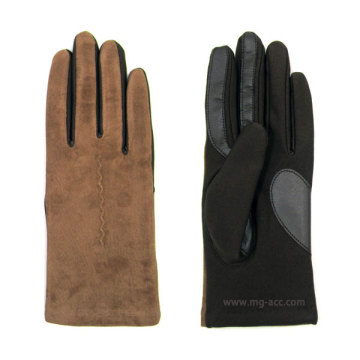Ladies Suede Touchscreen Gloves With Spandex
